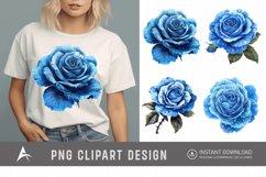 Watercolor Blue Rose Clipart Product Image 1