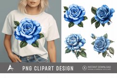 Watercolor Blue Rose Clipart Product Image 1