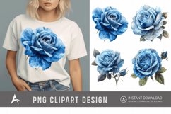 Watercolor Blue Rose Clipart Product Image 1