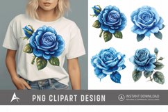 Watercolor Blue Rose Clipart Product Image 1