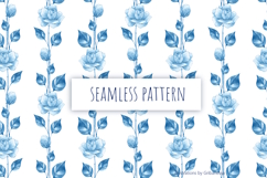 Watercolor Blue Rose Pattern Product Image 1