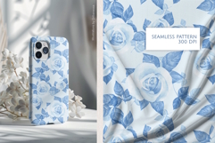 Watercolor Blue Rose Seamless Pattern Product Image 2