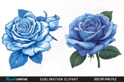 Watercolor Blue Roses Graphic Clipart Product Image 1