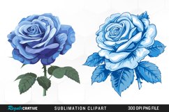 Watercolor Blue Roses Graphic Clipart Product Image 1