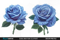Watercolor Blue Roses Flowers Clipart Bundle Product Image 3