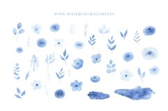 Blue watercolor floral clipart, Light blue roses clipart PNG Product Image 2