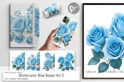 Digital Paper Watercolor Blue Roses Product Image 1