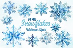 Watercolor Christmas Snowflake Clipart Product Image 1