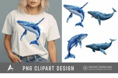Watercolor Blue Whale Clipart Product Image 1