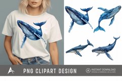 Watercolor Blue Whale Clipart Product Image 1