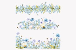 Watercolor Blue Wildflowers border