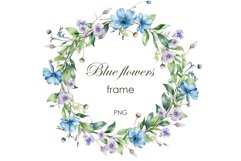 Watercolor Blue Wildflowers Frame 