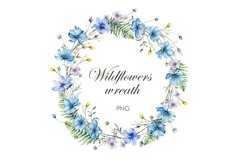 Watercolor Blue Wildflowers Frame 