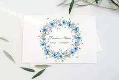 Watercolor Blue Wildflowers wreath 