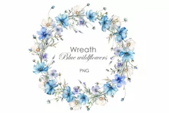 Watercolor Blue Wildflowers wreath 
