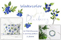 Blueberries Watercolor Clipart, Huckleberry seamless pattern Product Image 1
