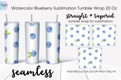 Blueberry Skinny Seamless Tumbler Sublimation Wrap 20 Oz Product Image 1
