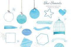 Blue Elements Watercolor Shapes and Objects Product Image 1