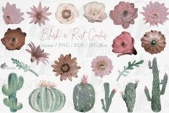 Watercolor blush &amp; rust floral cactus printable clip art Product Image 1