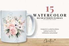 Watercolor Blush and White Floral Clipart Product Image 2