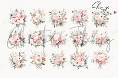 Watercolor Blush and White Floral Clipart Product Image 4
