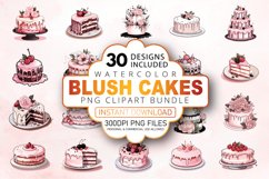 Watercolor Blush Cakes Clipart Bundle Product Image 1