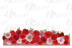 Watercolour blush pink and red roses floral bouquets clipart Product Image 14
