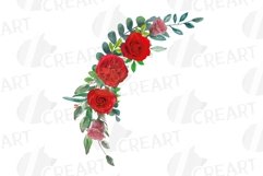 Watercolour blush pink and red roses floral bouquets clipart Product Image 13