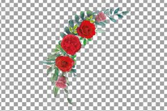 Watercolour blush pink and red roses floral bouquets clipart Product Image 17