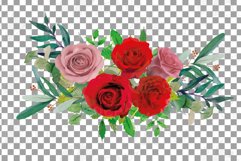 Watercolour blush pink and red roses floral bouquets clipart Product Image 19
