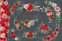Watercolour blush pink and red roses floral bouquets clipart Product Image 2