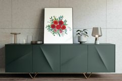 Watercolour blush pink and red roses floral bouquets clipart Product Image 10