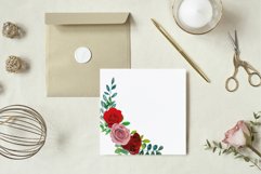 Watercolour blush pink and red roses floral bouquets clipart Product Image 12