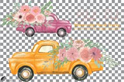 Printable floral blush pink pickup trucks decoration clipart Product Image 10