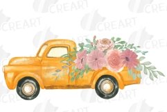 Printable floral blush pink pickup trucks decoration clipart Product Image 3