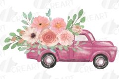 Printable floral blush pink pickup trucks decoration clipart Product Image 6