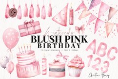 Watercolor Blush Pink Birthday Clipart Product Image 1