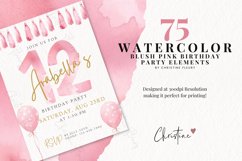 Watercolor Blush Pink Birthday Clipart Product Image 2