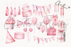 Watercolor Blush Pink Birthday Clipart Product Image 6