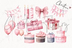 Watercolor Blush Pink Birthday Clipart Product Image 7