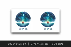 Watercolor boat sailing on ocean starry sky Big Dream motivational quote print tumbler skinny mug wrap clipart t-shirt sublimation printable design