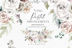 Watercolor bouquet clipart, Pastel floral borderds png 100 Product Image 1