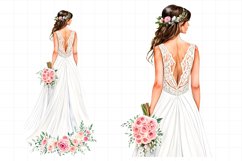 Watercolor bride with blush pink roses, Bride illustration Product Image 1