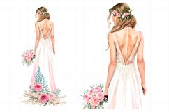 Watercolor bride with blush pink roses, wedding illustration Product Image 1