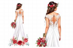 Watercolor boho bride with red roses, wedding illustration Product Image 1