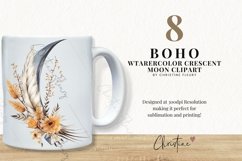 Watercolor Boho Moon Floral Clipart Product Image 2