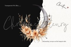 Watercolor Boho Moon Floral Clipart Product Image 3