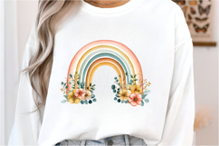 Watercolor Boho Floral Rainbow Clipart Product Image 2