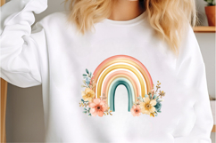 Watercolor Boho Floral Rainbow Clipart Product Image 3