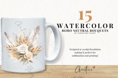 Watercolor Boho Neutral Floral Clipart Product Image 2